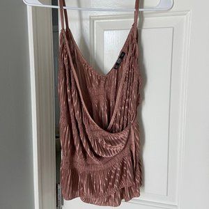 Zara Pleated Strappy Wrap & Tie Top Beige Pink